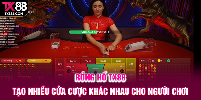 Rồng Hổ TX88 tạo nhiều cửa cược khác nhau cho người chơi